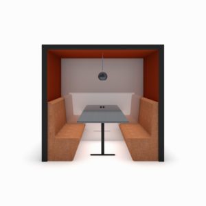 Configurator - AS Personal TrainSeat - Treinzitje / Coupézitje - Geluiddempende - Akoustische vergadertafel en werktafel - Rustig vergaderen in een open kantoor - 4 personen enkel - Vooraanzicht - Rood Oranje grijs
