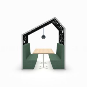 Configurator - AS Personal TrainSeat Springy - Treinzitje / Coupézitje - Geluiddempende - Akoustische vergadertafel en werktafel - Rustig vergaderen in een open kantoor -4 personen enkel - Vooraanzicht - Zwart Wit Groen